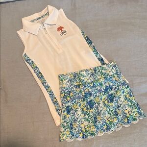 Kiawah island Kids White and Blue Patterned golf/tennis Set